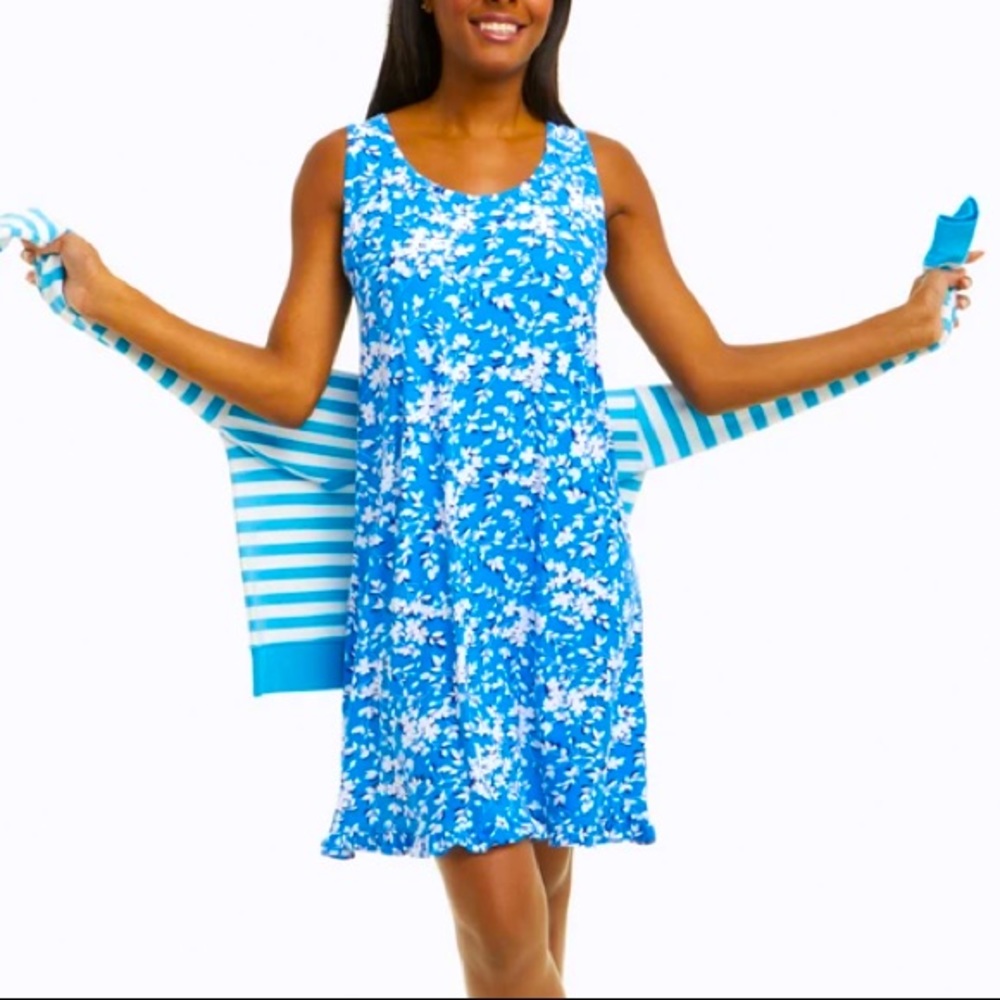 NWT Draper James blue ruffle nightie S/M